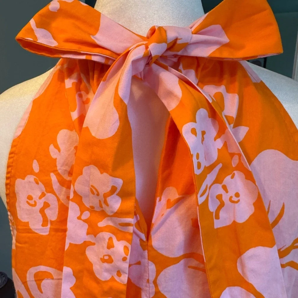 J. Crew Bright Orangeand Pink  Floral Dress-4